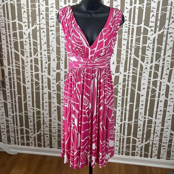 Suzi Chin for Maggy Boutique Barbie Pink & White empire waist full skirted dress - Picture 1 of 16